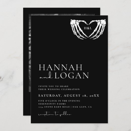 Faire-part de mariage gothique, Mariage d'Hallowee (Devant / Derrière)