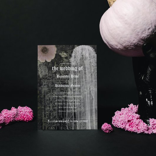 Faire-part de mariage gothique nocturne de la mari