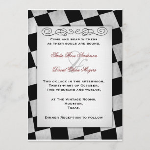 Faire-part de mariage gothique noir et blanc