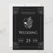 Faire-part de mariage gothique noir et blanc (Devant)
