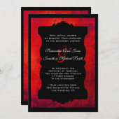 Faire-part de mariage gothique noir rouge débrayé (Devant / Derrière)