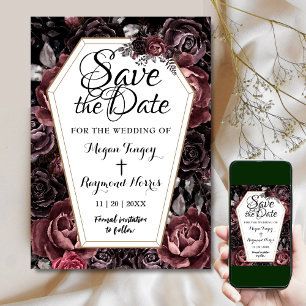 Faire-part de mariage gothique noir vintage en for