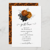 Faire-part de mariage gothique orange et noir (Devant / Derrière)