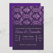 Faire-part de mariage gothique pourpre (Devant / Derrière)