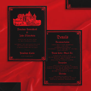 Faire-part de mariage gothique recto-verso Château
