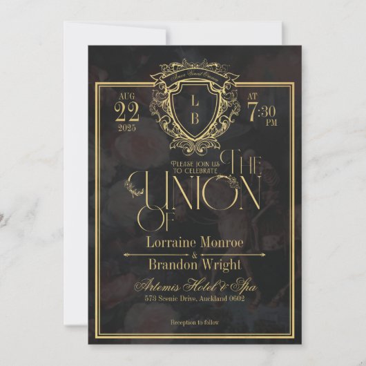 Faire-part de mariage gothique romantique de luxe (Devant)