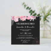 Faire-part de mariage gothique rose et noir (Debout devant)