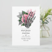 Faire-part de mariage gothique rose floral (Debout devant)