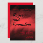 Faire-part de mariage gothique rouge et noir (Devant / Derrière)