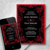 Faire-part de mariage gothique rouge victorien noi