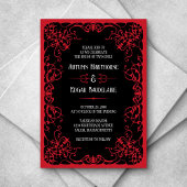 Faire-part de mariage gothique rouge victorien noi
