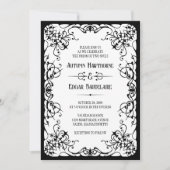 Faire-part de mariage gothique victorien noir blan (Devant)