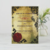 Faire-part de mariage gothique victorienne noire e (Debout devant)