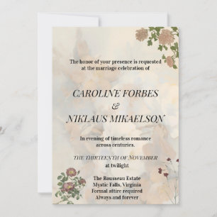 Faire-part de mariage gothique vintage floral parc