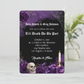 Faire-part de mariage gothique violet et noir (Debout devant)