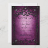Faire-part de mariage gothique violet pour Hallowe (Devant)