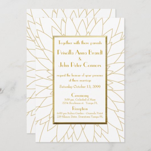 Faire-part de mariage, grandes portes, dahlia géom (Devant / Derrière)