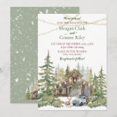 Faire-Part de Mariage Grange Rustique d'Hiver en F (Devant / Derrière)