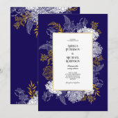 Faire-part de mariage graphique Blue Gold Botany (Devant / Derrière)