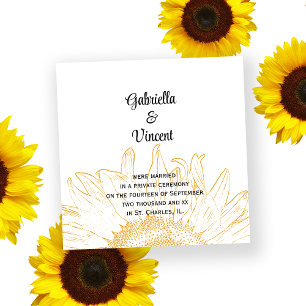 Faire-part de mariage graphique de tournesol jaune