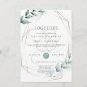 Faire-part de mariage | Grayed Jade Green Botanica (Devant / Derrière)