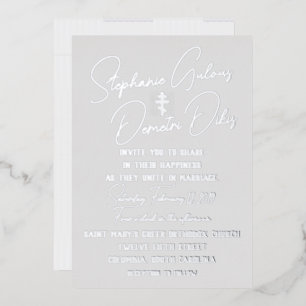 Faire-part de mariage grec en feuille plate