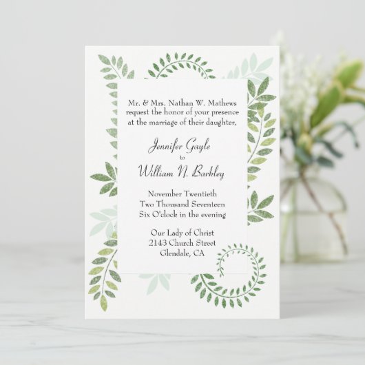 Faire-part de mariage Green Ferns (Debout devant)