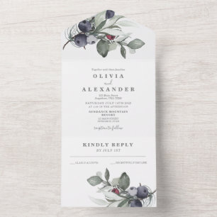 Faire-part de mariage Greenery et Baies d'hiver