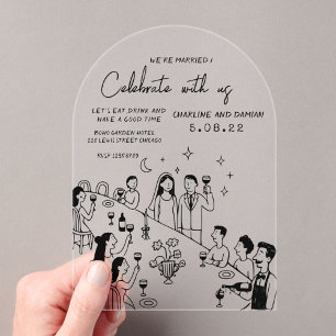 Faire-part de mariage gribouillé dessiné à la main