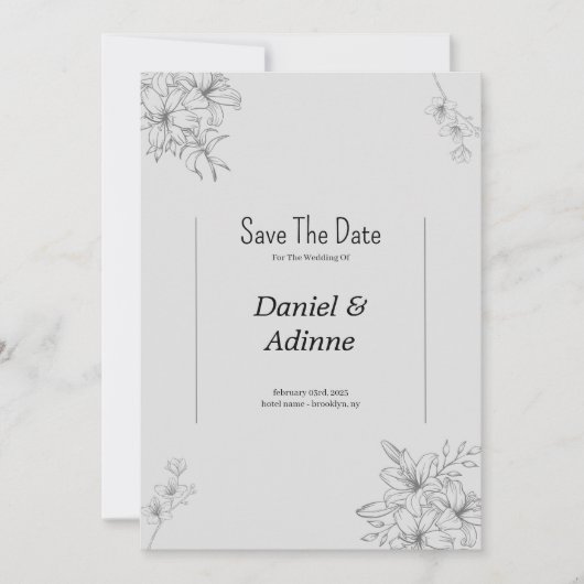 Faire-part de mariage gris (Devant)