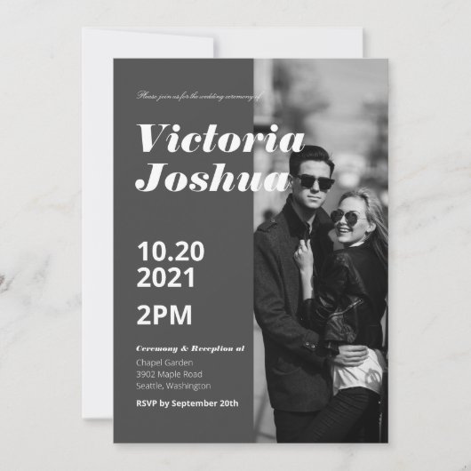 Faire-part de mariage gris (Devant)