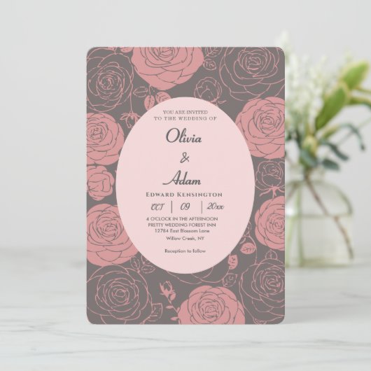 Faire-part de mariage gris (Debout devant)