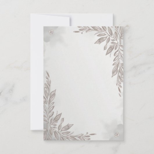 Faire-part de mariage gris avec éléments floraux (Dos)