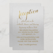 Faire-part de mariage gris avec feuille d'or charm (Devant / Derrière)