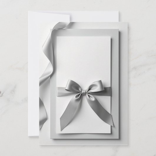 Faire-part de mariage gris avec ruban satiné (Dos)