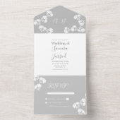 Faire-Part de Mariage Gris Blanc à Motif Floral  (À l'intérieur)