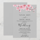 Faire-part de mariage gris cerise en fleur (Devant / Derrière)