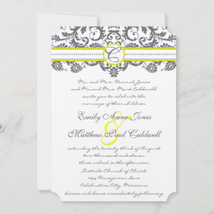 Faire-part de mariage gris charbon et jaune