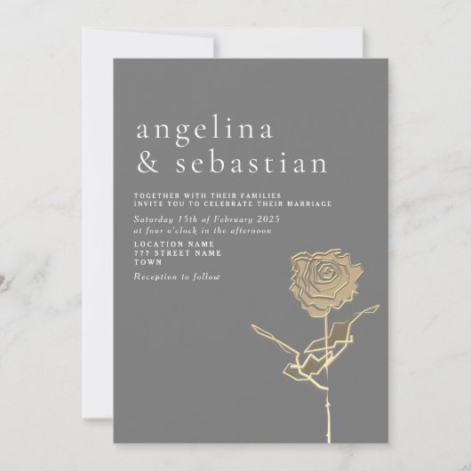 Faire-part de mariage gris chic (Devant)