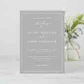 Faire-part de mariage gris Chic Script (Debout devant)