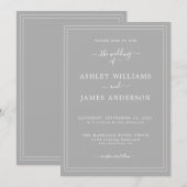 Faire-part de mariage gris Chic Script (Devant / Derrière)