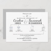 Faire-part de mariage gris clair de la chronologie (Devant / Derrière)