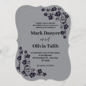 Faire-part de mariage gris / design simple et roma (Devant / Derrière)