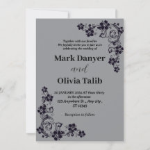Faire-part de mariage gris / design simple et roma
