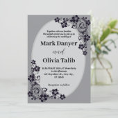 Faire-part de mariage gris / design simple et roma (Debout devant)