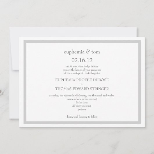 Faire-part de mariage gris et blanc (Devant)