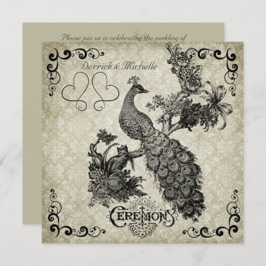 Faire-part de mariage gris et blanc de soja (Devant / Derrière)