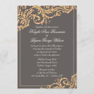 Faire-part de mariage gris et jaune
