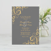 Faire-part de mariage gris et jaune (Debout devant)