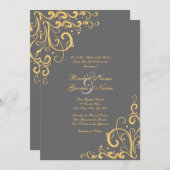 Faire-part de mariage gris et jaune (Devant / Derrière)